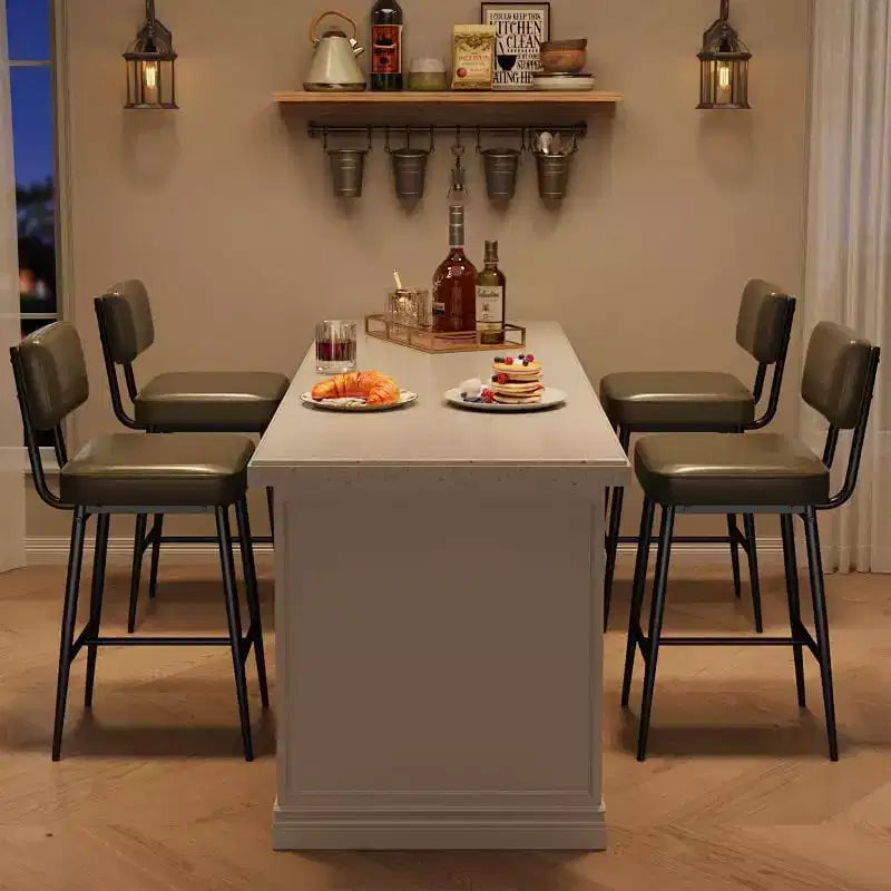 Lot de 2 tabourets de bar, dossier, capacité de charge de 180 kg, pieds en métal, tabourets de bar modernes rembourrés, pour îlot de cuisine, comptoir, décoration intérieure