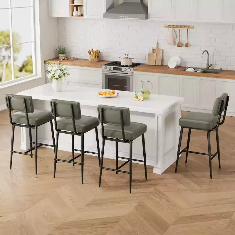 Lot de 2 tabourets de bar, dossier, capacité de charge de 180 kg, pieds en métal, tabourets de bar modernes rembourrés, pour îlot de cuisine, comptoir, décoration intérieure