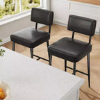 Lot de 2 tabourets de bar, dossier, capacité de charge de 180 kg, pieds en métal, tabourets de bar modernes rembourrés, pour îlot de cuisine, comptoir, décoration intérieure