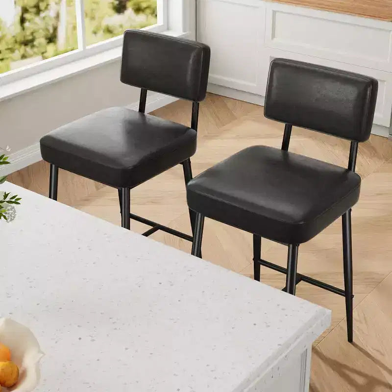 Lot de 2 tabourets de bar, dossier, capacité de charge de 180 kg, pieds en métal, tabourets de bar modernes rembourrés, pour îlot de cuisine, comptoir, décoration intérieure
