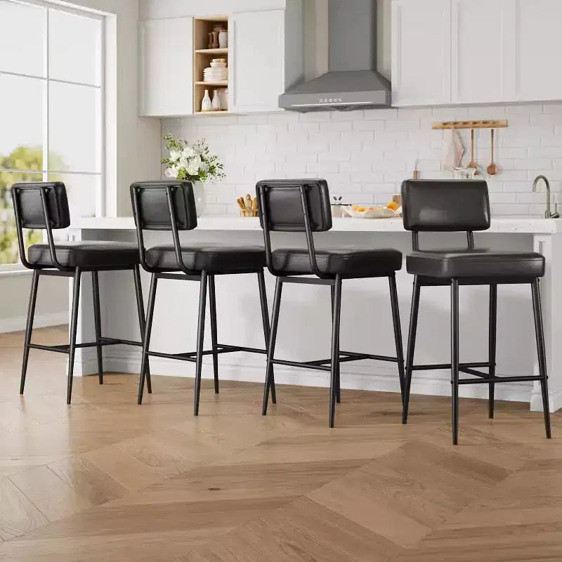 Lot de 2 tabourets de bar, dossier, capacité de charge de 180 kg, pieds en métal, tabourets de bar modernes rembourrés, pour îlot de cuisine, comptoir, décoration intérieure