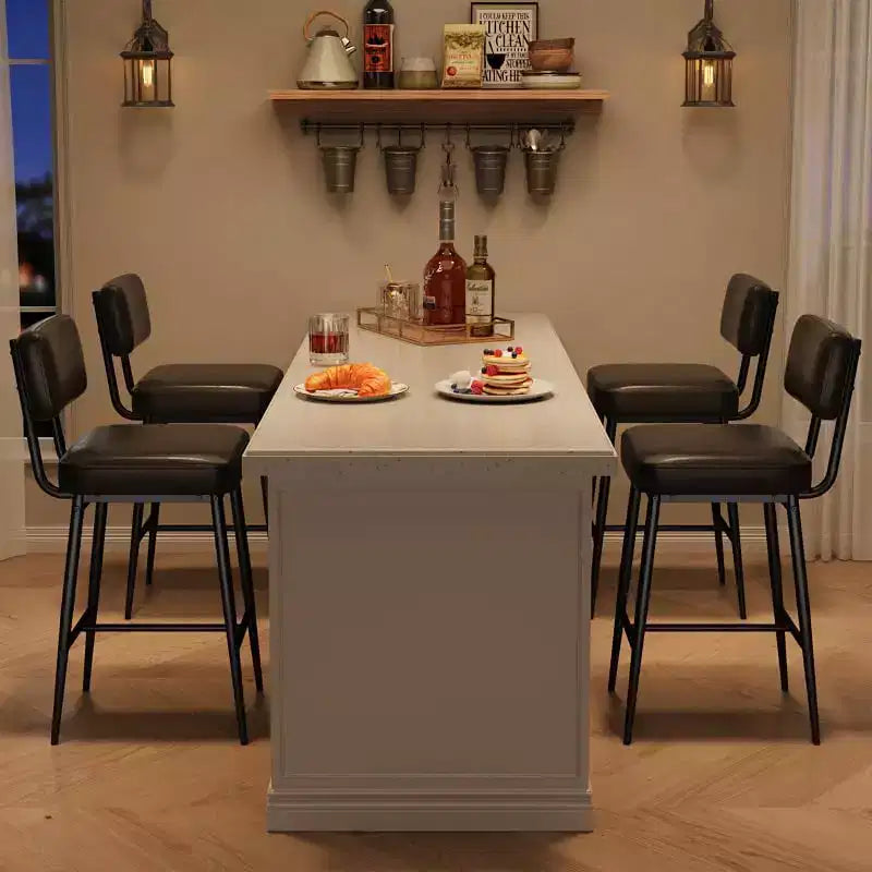 Lot de 2 tabourets de bar, dossier, capacité de charge de 180 kg, pieds en métal, tabourets de bar modernes rembourrés, pour îlot de cuisine, comptoir, décoration intérieure