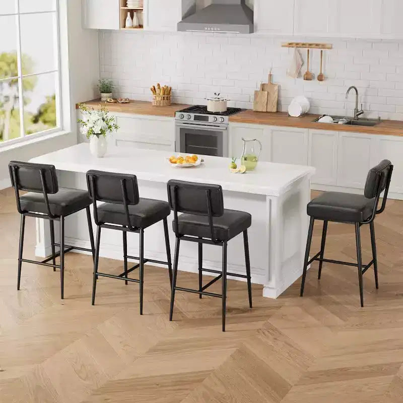 Lot de 2 tabourets de bar, dossier, capacité de charge de 180 kg, pieds en métal, tabourets de bar modernes rembourrés, pour îlot de cuisine, comptoir, décoration intérieure