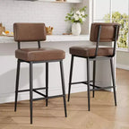 Lot de 2 tabourets de bar, dossier, capacité de charge de 180 kg, pieds en métal, tabourets de bar modernes rembourrés, pour îlot de cuisine, comptoir, décoration intérieure