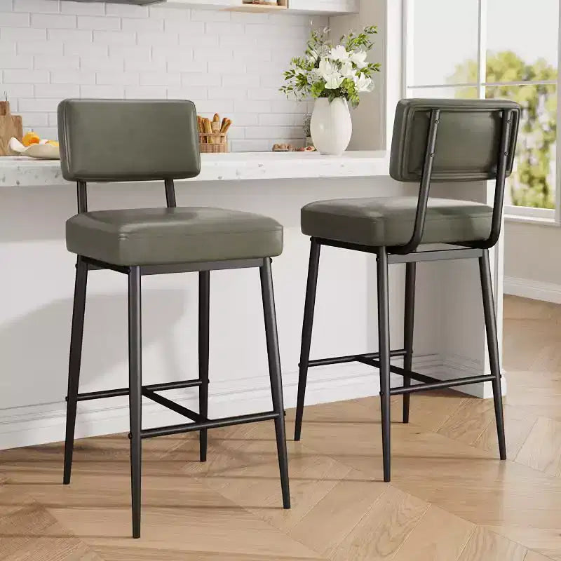 Lot de 2 tabourets de bar, dossier, capacité de charge de 180 kg, pieds en métal, tabourets de bar modernes rembourrés, pour îlot de cuisine, comptoir, décoration intérieure
