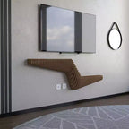 Sierra BATAMEX Meuble TV flottant paramétrique 57 pouces Étagère murale géométrique moderne en bois Décoration couleur chêne naturel Étagère de salon ondulée 3D