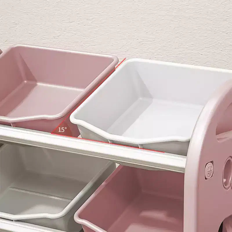 Meuble de Rangement pour Jouets Enfant avec 6 Bacs, Ensemble de Meubles de Crèche Multifonctionnels avec Étagères en PEHD, pour Salle de Jeux, Chambre à Coucher, Salon (Rose)