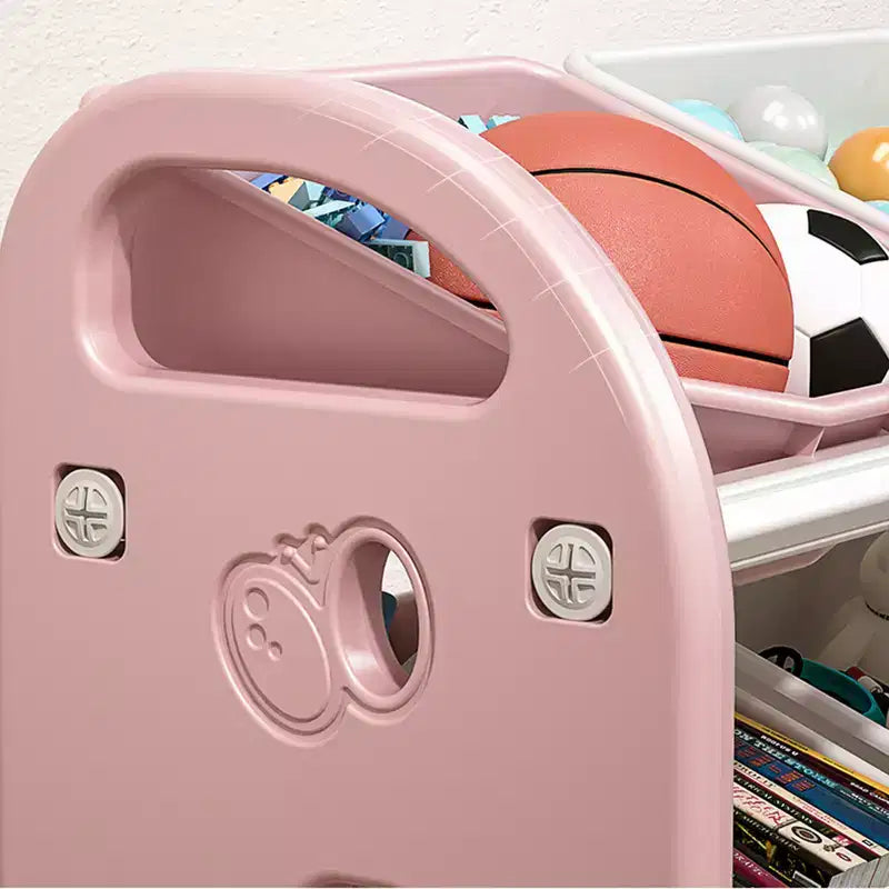 Meuble de Rangement pour Jouets Enfant avec 6 Bacs, Ensemble de Meubles de Crèche Multifonctionnels avec Étagères en PEHD, pour Salle de Jeux, Chambre à Coucher, Salon (Rose)