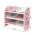 Meuble de Rangement pour Jouets Enfant avec 6 Bacs, Ensemble de Meubles de Crèche Multifonctionnels avec Étagères en PEHD, pour Salle de Jeux, Chambre à Coucher, Salon (Rose)