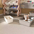 Organisateur de rangement de jouets pour enfants avec bibliothèque à 2 niveaux et 12 bacs, mobilier multifonctionnel pour enfants (rose)