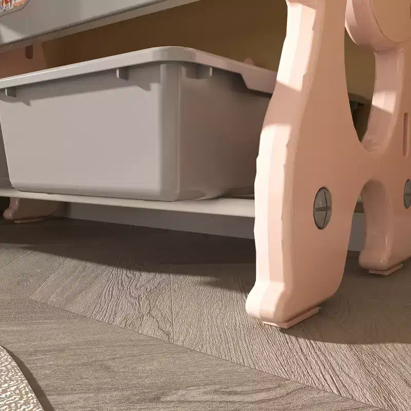 Organisateur de rangement de jouets pour enfants avec bibliothèque à 2 niveaux et 12 bacs, mobilier multifonctionnel pour enfants (rose)
