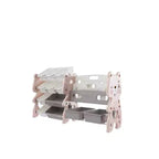 Organisateur de rangement de jouets pour enfants avec bibliothèque à 2 niveaux et 12 bacs, mobilier multifonctionnel pour enfants (rose)