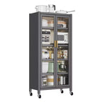 Étagère de rangement de cuisine ouverte, Meuble micro-ondes multi-niveaux, Meuble de vaisselle et d'appoint, Gris