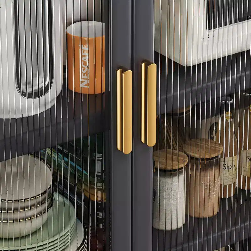 Étagère de rangement de cuisine ouverte, Meuble micro-ondes multi-niveaux, Meuble de vaisselle et d'appoint, Gris