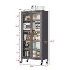 Étagère de rangement de cuisine ouverte, Meuble micro-ondes multi-niveaux, Meuble de vaisselle et d'appoint, Gris