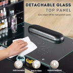 Table de manucure noire Karlhome, bureau d'esthéticienne moderne pour salon avec plateau en verre et coussin repose-poignet
