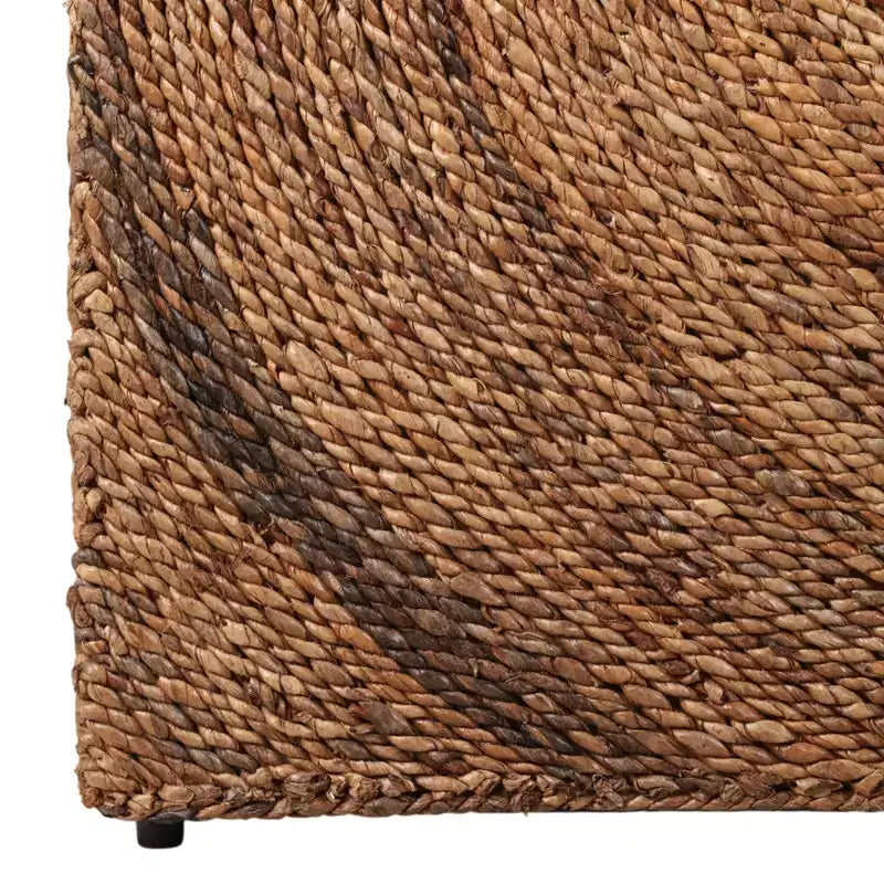 Banc de rangement en fibres naturelles tressées pour chambre à coucher – Banc ottoman élégant avec compartiment secret pour couvertures dans le salon – 19 po, marron et beige