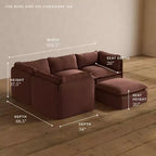 Canapé d'angle modulable lavable 4 places Anabei + Pouf | Assise Deluxe+ et coussin Cloud