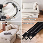 Canapé d'angle modulable lavable 4 places Anabei + Pouf | Assise Deluxe+ et coussin Cloud