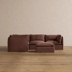 Canapé d'angle modulable lavable 4 places Anabei + Pouf | Assise Deluxe+ et coussin Cloud