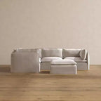 Canapé d'angle modulable lavable 4 places Anabei + Pouf | Assise Deluxe+ et coussin Cloud