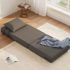 Fauteuil Convertible avec Oreiller, Futon Pliant avec Mousse à Mémoire de Forme et Housse en Lin Amovible pour Salon ou Chambre d'amis