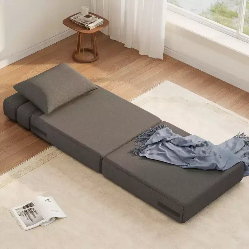 Fauteuil Convertible avec Oreiller, Futon Pliant avec Mousse à Mémoire de Forme et Housse en Lin Amovible pour Salon ou Chambre d'amis