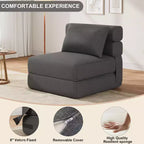 Fauteuil Convertible avec Oreiller, Futon Pliant avec Mousse à Mémoire de Forme et Housse en Lin Amovible pour Salon ou Chambre d'amis