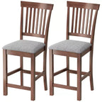 HOMCOM Lot de 2 tabourets de bar, tabourets de bar modernes rembourrés avec dossier haut et pieds en bois d'hévéa, chaises de cuisine hauteur comptoir, gris et marron foncé