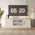 Meuble TV moderne pour téléviseurs de 65 pouces, meuble de rangement rustique avec grands placards, console multimédia pour salon et bureau
