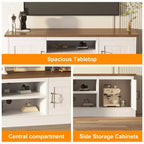 Meuble TV moderne pour téléviseurs de 65 pouces, meuble de rangement rustique avec grands placards, console multimédia pour salon et bureau