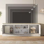 Meuble TV moderne pour téléviseurs de 65 pouces, meuble de rangement rustique avec grands placards, console multimédia pour salon et bureau