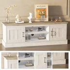 Meuble TV moderne pour téléviseurs de 65 pouces, meuble de rangement rustique avec grands placards, console multimédia pour salon et bureau