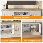 Meuble TV moderne pour téléviseurs de 65 pouces, meuble de rangement rustique avec grands placards, console multimédia pour salon et bureau