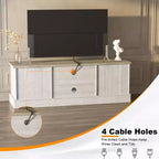 Meuble TV moderne pour téléviseurs de 65 pouces, meuble de rangement rustique avec grands placards, console multimédia pour salon et bureau