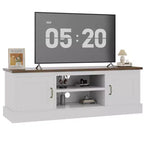 Meuble TV moderne pour téléviseurs de 65 pouces, meuble de rangement rustique avec grands placards, console multimédia pour salon et bureau