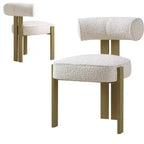 Lot de 2 chaises de salle à manger modernes en bouclette | Dossier incurvé ergonomique, assise rembourrée moelleuse et pieds robustes en bois d'hévéa pour salle à manger, cuisine