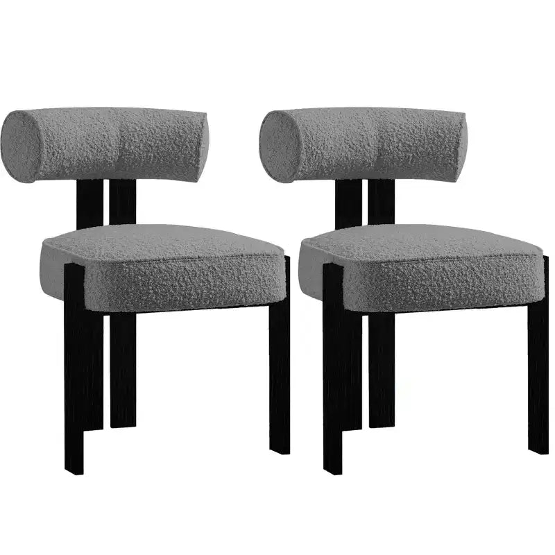Set of 2 Modern Boucle Accent Dining Chairs | Ergonomic Curved Back, Plush Upholstered Seat & Sturdy Rubber Wood Legs for Dining Room, Kitchen