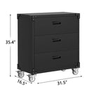Meuble à outils roulant en acier robuste à 3 tiroirs de 35,4 po, classeur métallique mobile avec serrure pour garage, atelier, entrepôt, maison et bureau