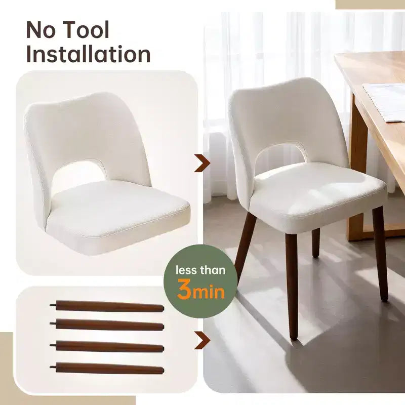 Lot de 2 chaises de salle à manger en bois, chaises de cuisine à dossier ajouré, chaise de salle à manger moderne rembourrée en tissu avec patins réglables, chaise de salle à manger de ferme