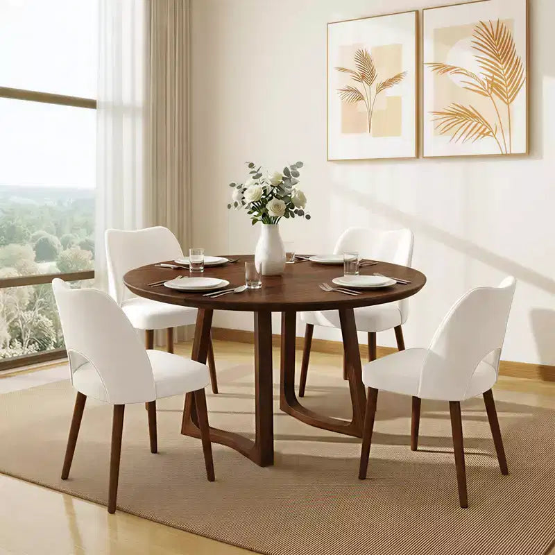 Lot de 2 chaises de salle à manger en bois, chaises de cuisine à dossier ajouré, chaise de salle à manger moderne rembourrée en tissu avec patins réglables, chaise de salle à manger de ferme