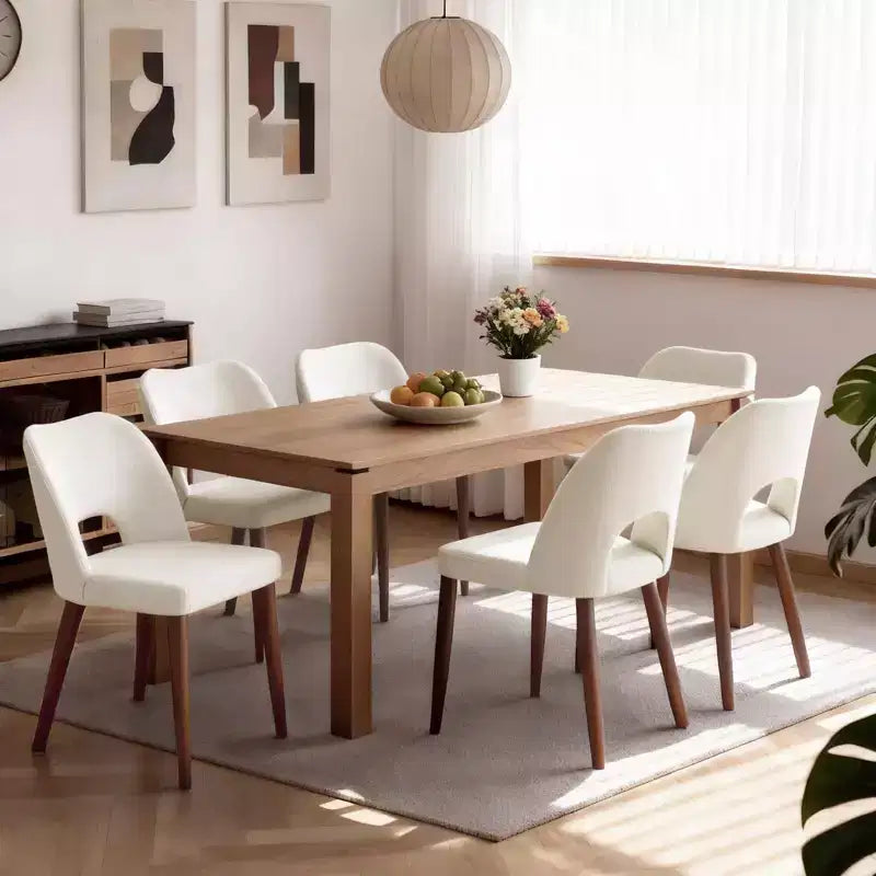 Lot de 2 chaises de salle à manger en bois, chaises de cuisine à dossier ajouré, chaise de salle à manger moderne rembourrée en tissu avec patins réglables, chaise de salle à manger de ferme