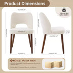 Lot de 2 chaises de salle à manger en bois, chaises de cuisine à dossier ajouré, chaise de salle à manger moderne rembourrée en tissu avec patins réglables, chaise de salle à manger de ferme