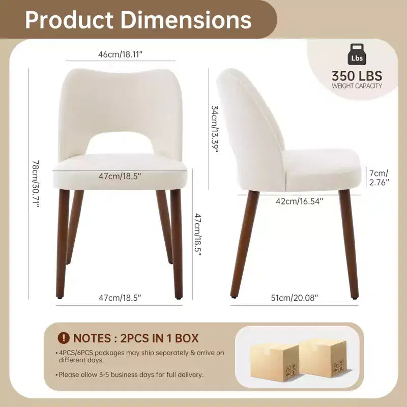 Lot de 2 chaises de salle à manger en bois, chaises de cuisine à dossier ajouré, chaise de salle à manger moderne rembourrée en tissu avec patins réglables, chaise de salle à manger de ferme