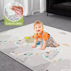 Fodoss Parc Bébé 150x180cm avec Tapis, Centre d'Activités et Barrière de Sécurité pour Bébés et Tout-Petits, Utilisation Intérieure et Extérieure