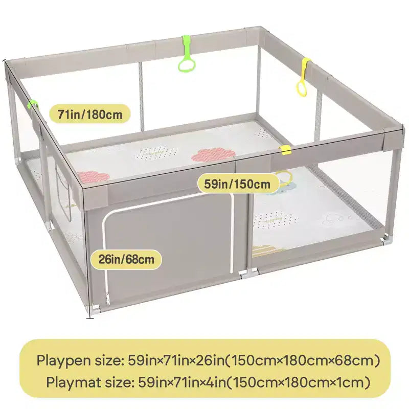 Fodoss Parc Bébé 150x180cm avec Tapis, Centre d'Activités et Barrière de Sécurité pour Bébés et Tout-Petits, Utilisation Intérieure et Extérieure