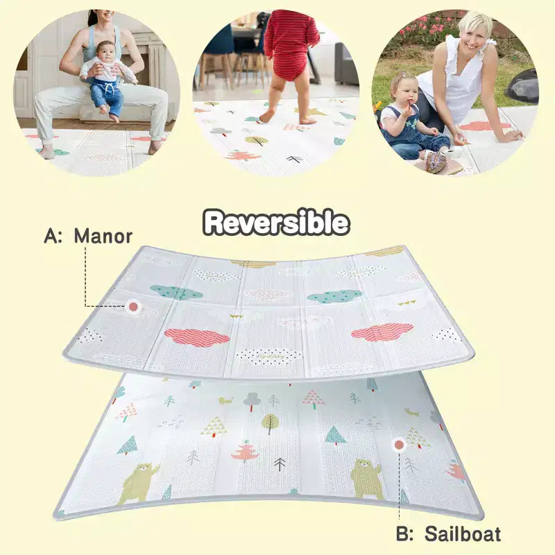 Fodoss Parc Bébé 150x180cm avec Tapis, Centre d'Activités et Barrière de Sécurité pour Bébés et Tout-Petits, Utilisation Intérieure et Extérieure