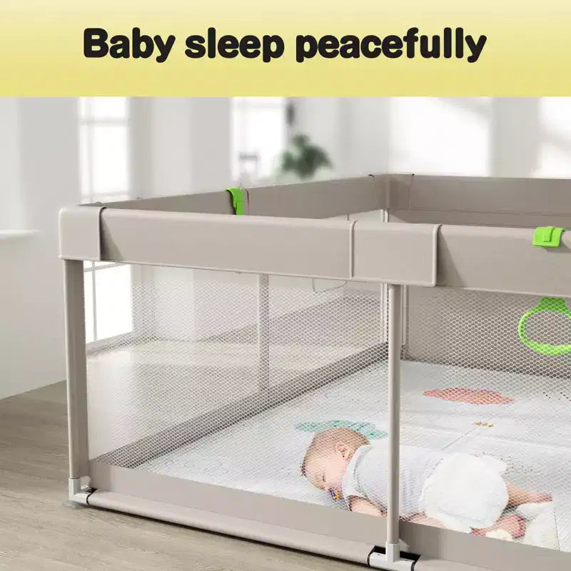 Fodoss Parc Bébé 150x180cm avec Tapis, Centre d'Activités et Barrière de Sécurité pour Bébés et Tout-Petits, Utilisation Intérieure et Extérieure