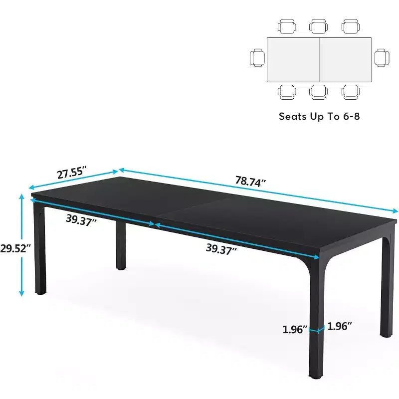 Lantine Bureau d'ordinateur extra long de 199,9 cm, double bureau long pour 2 personnes, poste de travail pour bureau à domicile