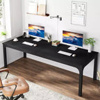 Lantine Bureau d'ordinateur extra long de 199,9 cm, double bureau long pour 2 personnes, poste de travail pour bureau à domicile
